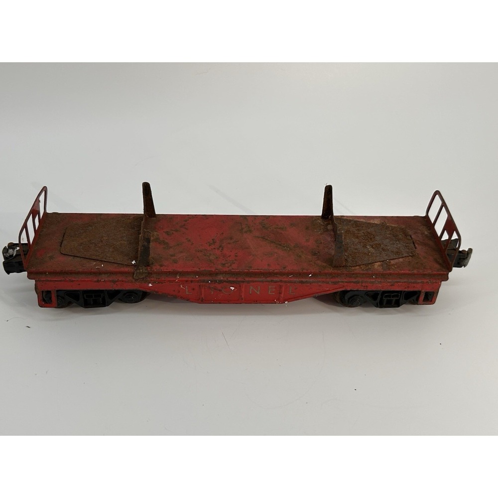 Vintage O/027 Gauge Scale Metal Red Lionel Flat Car
